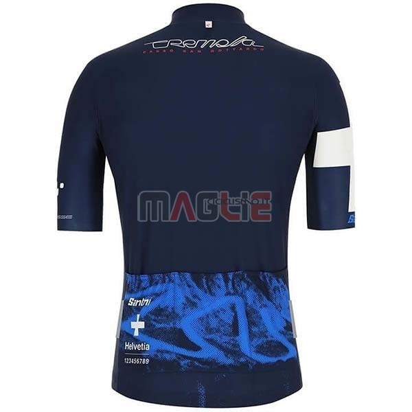 Maglia Tour de Suisse Manica Corta 2019 Spento Blu Bianco